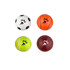 A set of four balls designed as fidget spinner pens: a football, basketball, tennis ball, and a maroon ball, each with a logo.
