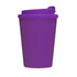 A purple double wall cup with a lid, suitable for beverages. It includes a logo on the side.