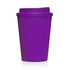A purple double wall reusable coffee cup with a secure lid, designed for on-the-go beverages.