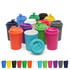 A variety of eco-friendly, double-walled coffee cups in multiple colours, some with lids and a logo present.
