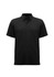 A short sleeve polo shirt in black, featuring a collar and a subtle logo.