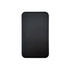 A black solid state power bank with a smooth surface and rounded edges, featuring a logo.