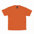 An orange short-sleeve t-shirt with a label and a plain design, featuring a logo on the inner tag.