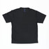 A black short-sleeved t-shirt displayed against a plain background, featuring a logo on the inside label.