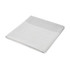 A folded grey towel with a striped design at the top. It features a soft texture and a simple, modern look.