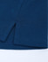 A navy blue men's polo featuring a pique texture and side vents at the hem. It has a logo.