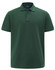 A green short-sleeve polo shirt made of cotton and polyester, featuring a collar and a logo.
