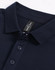 A navy blue men's ultrafine cotton pique polo featuring a classic collar and three button placket. It has a logo.