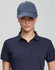A navy cotton twill unstructured cap worn by a model, featuring a logo on the front.