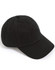 A black unstructured cotton twill cap with a curved peak and ventilation eyelets. It has a logo on the side.