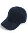 A navy blue cotton twill unstructured cap with a curved brim and ventilation eyelets, featuring a logo.