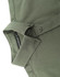 A khaki green long-sleeve cotton blend shirt with a collar and button details, featuring a logo tag.