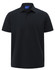 A black men's polo shirt made from high-performance graphene, featuring a short sleeve and collar design.