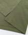 A close-up view of an olive green polo shirt highlighting the fabric texture and stitching details. The garment has a logo.
