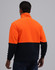A Hi-Vis polar fleece full zip jacket featuring an orange upper section and navy lower section, with a collar and logo.