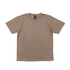 A brown T-shirt featuring a crew neck and short sleeves, with a logo on the label.