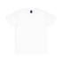 A white classic tee with short sleeves and a logo on the neckline.