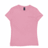 A pink women's t-shirt featuring a fitted design and a small logo on the label.