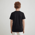 A black youth t-shirt featuring a plain back with no visible logos or designs.