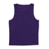 A purple singlet featuring a logo, made from a lightweight, breathable material.