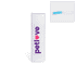 A white lint remover with a blue roller, featuring a branding logo. Ideal for pet hair removal.