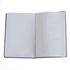 A2 space A5 notebook with a plain, blank, white interior and a dark cover. It features a logo on the front.