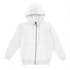A light grey zip-up hoodie featuring a hood and front pocket. Includes a logo.