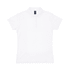 A white women's polo shirt with a collar and short sleeves, featuring a small logo.