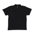 A black women's polo shirt features a collared neck and short sleeves, with a logo on the chest area.