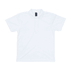 A white polo shirt featuring a collar and buttons. It has a branding logo on the neckline.