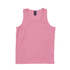 A pink youth singlet featuring a logo at the neckline. The fabric appears smooth and lightweight.
