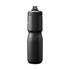 A drink bottle in black, featuring a sleek design and a logo. It has an insulated steel build and a 0.65L capacity.