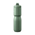 A drink bottle in a muted green colour, featuring an insulated steel design and a branding logo.