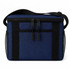 A dark navy cooler bag with a zip closure, side mesh pockets, and a detachable shoulder strap.