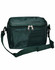 A green cooler bag with a zip closure and adjustable shoulder strap, featuring a small pocket on the front.