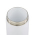 A drink bottle featuring a white body with a silver rim, showcasing a smooth, modern design.