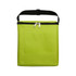 A green insulated bag with a zip closure and a front pocket, featuring a handle on top.