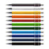 A collection of Eon Spinner Pens in various colours, featuring silver accents and a shiny finish. Each pen has a branding logo.