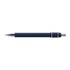 A metal pen in navy blue with silver accents and a textured grip. The pen features a branding logo.