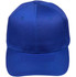 A blue polycotton twill cap with a curved brim and ventilation holes, featuring a logo on the front.