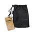 A black storage bag containing the Frontier Torrent Camping Blanket, with a tag and a small carabiner attached.