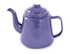 A purple enamel teapot with a spout and handle, featuring a speckled design. It has a lid on top.
