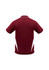 A maroon polo shirt featuring contrasting white side panels and a collar. It has a logo on the front.