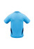 A light blue kids' polo shirt featuring a black accent and a small logo on the back.
