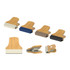 A collection of clips in various earthy tones with bamboo accents, featuring a mix of styles and sizes.