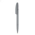 A grey plastic pen with a sleek design and a clip for easy attachment. It features a subtle branding logo.