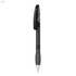 A black plastic pen with a sleek design and a logo on the side.