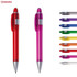 Two plastic pens in red and pink, with silver accents, alongside a range of additional coloured pens. The image includes branding.