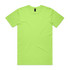 A bright lime green t-shirt with a standard crew neck and short sleeves, featuring a logo on the tag.