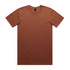 A brown T-shirt with a crew neck and short sleeves, featuring a logo label inside the collar.